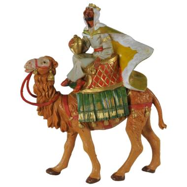 Statua presepe 12 cm re magio baldassarre con cammello
