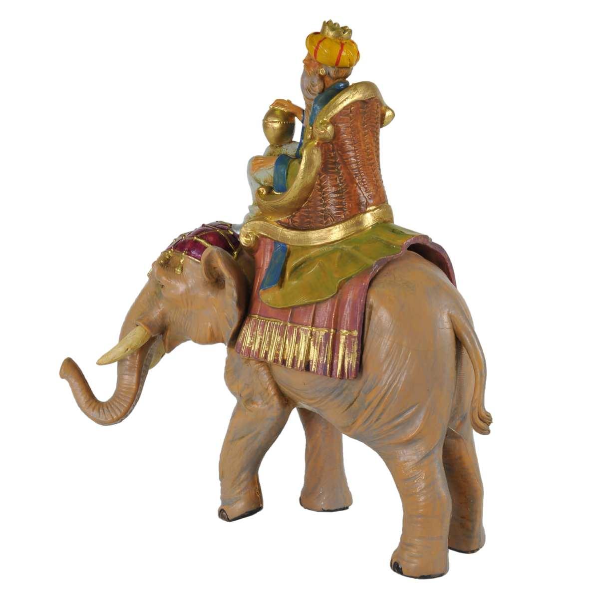 Statua presepe 12 cm re magio gaspare elefante