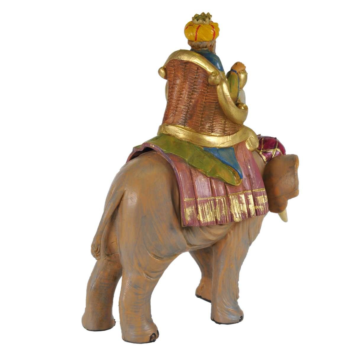 Statua presepe 12 cm re magio gaspare elefante
