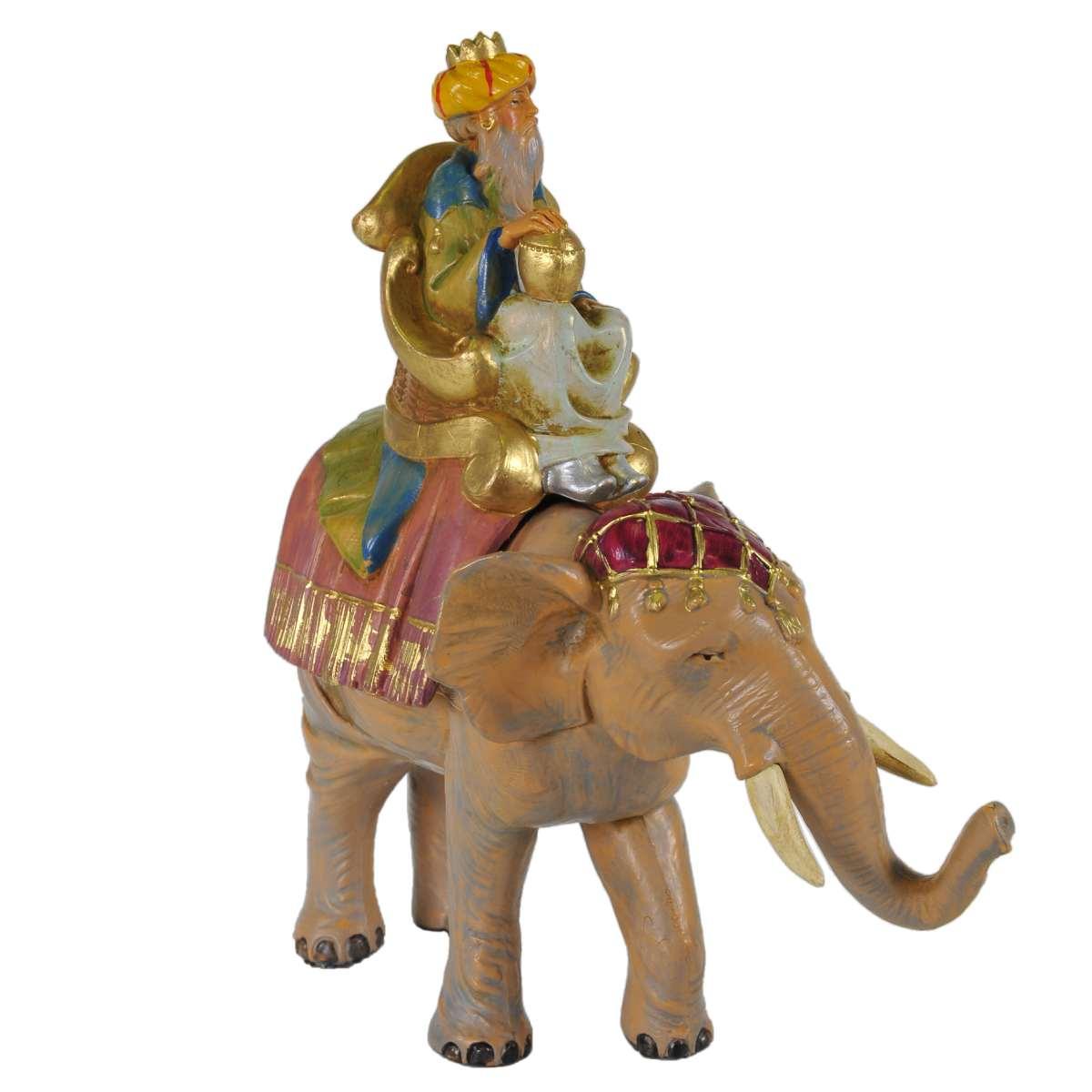 Statua presepe 12 cm re magio gaspare elefante