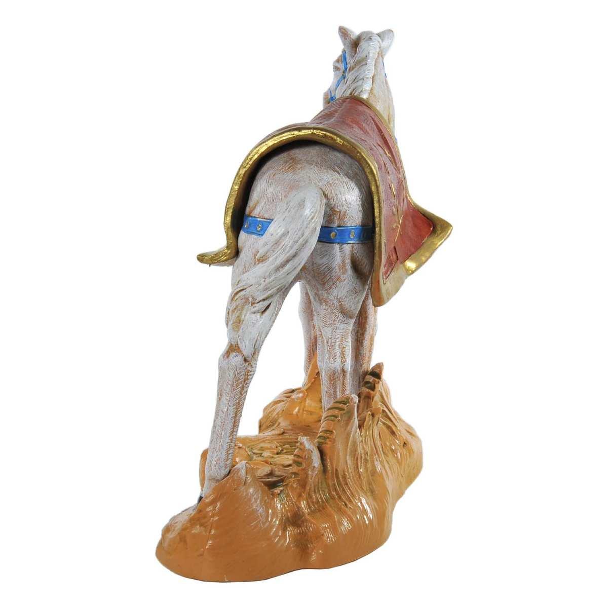 Statua presepe 19 cm cavallo bianco base