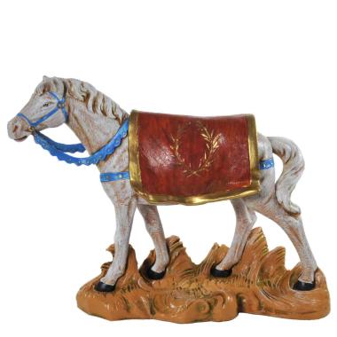 Statua presepe 19 cm cavallo bianco base