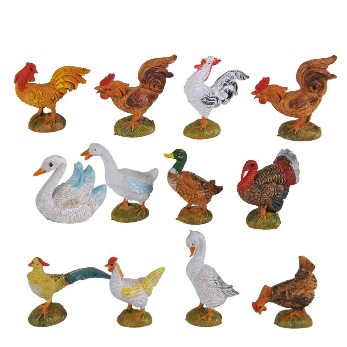Statua presepe 10 cm gallinacei assortiti