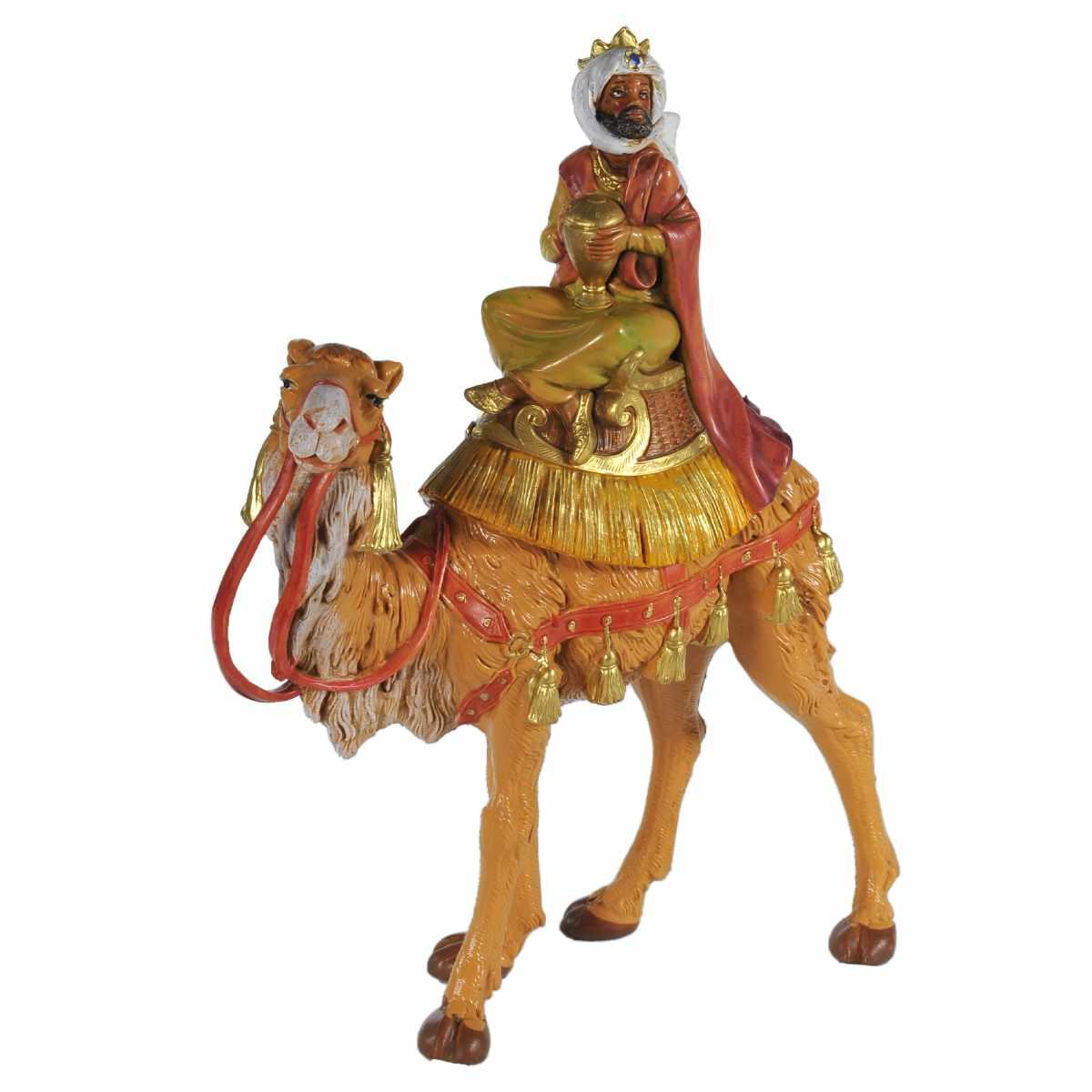 Statua presepe 19 cm re magio baldassarre cammello