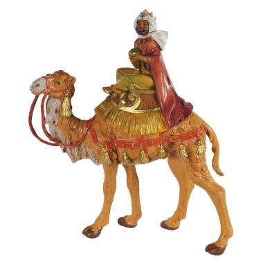Statua presepe 19 cm re magio baldassarre cammello