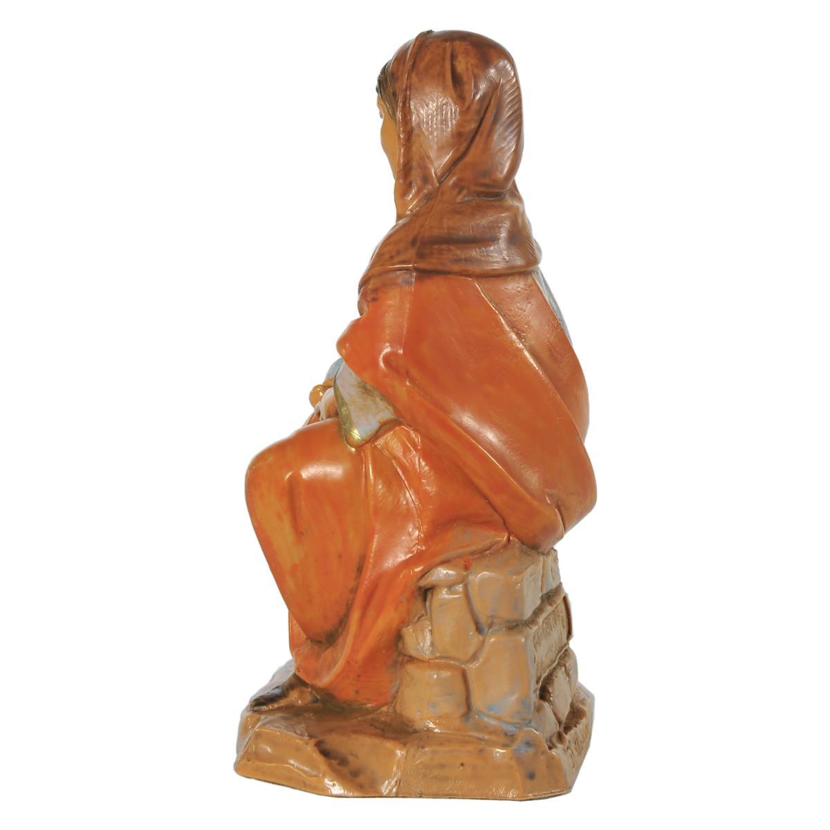 Statua presepe 12 cm ednah donna seduta bambino in braccio