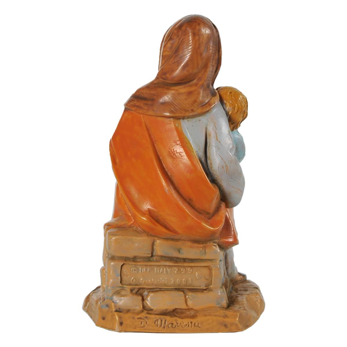 Statua presepe 12 cm ednah donna seduta bambino in braccio