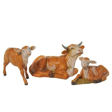 Statua presepe 12 cm famiglia di bovini