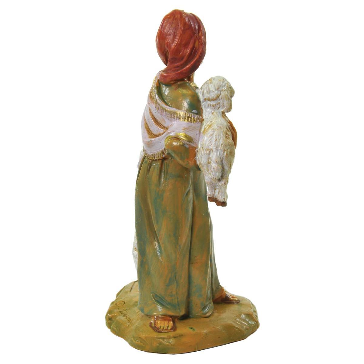 Statua presepe 12 cm pastorella rhoda pecore
