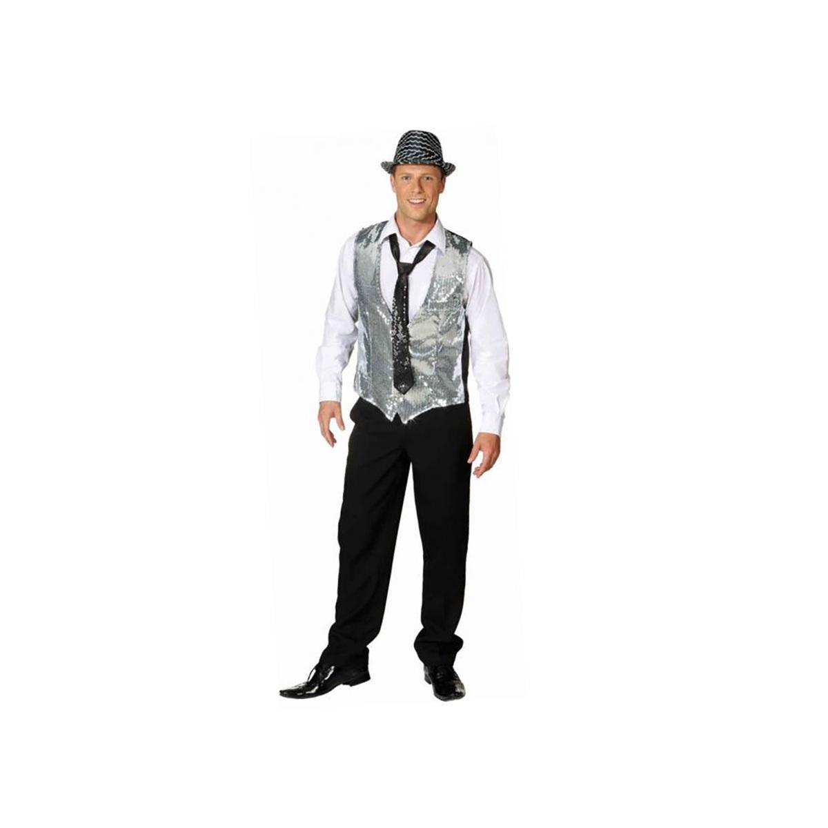 Costume gilet paillettes argento