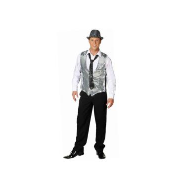 Costume gilet paillettes argento