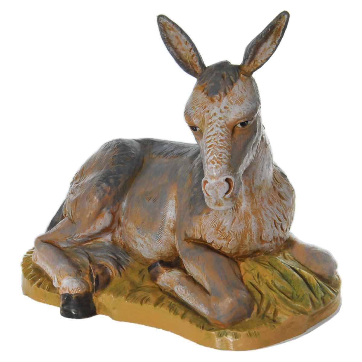 Statua presepe 45 cm asino sdraiato