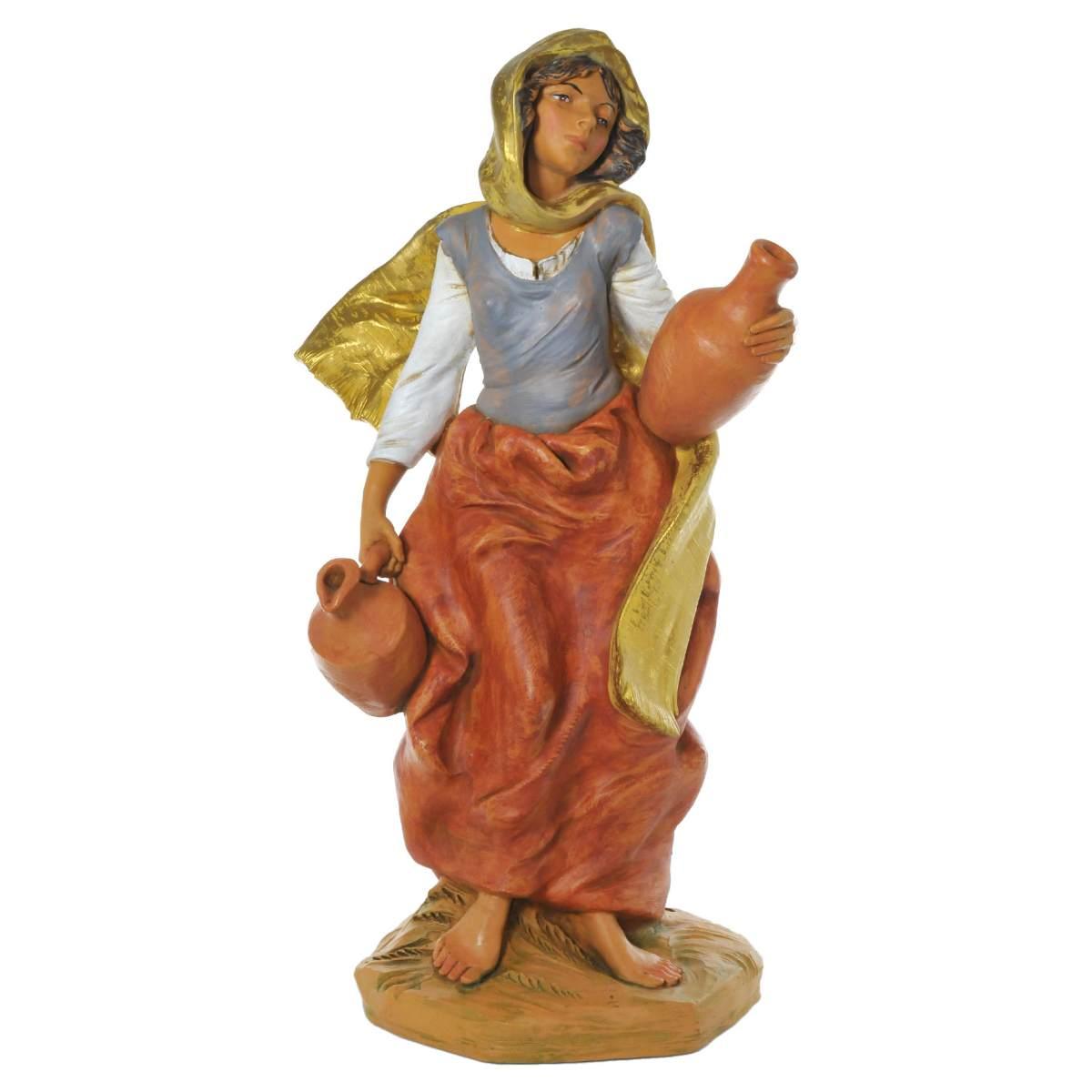 Statua presepe 45 cm pastorella con 2 anfore