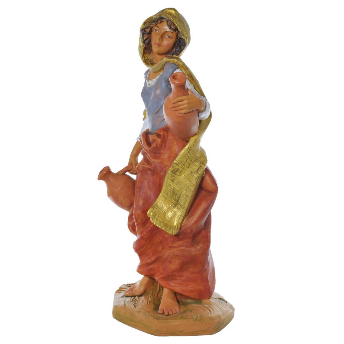 Statua presepe 45 cm pastorella con 2 anfore