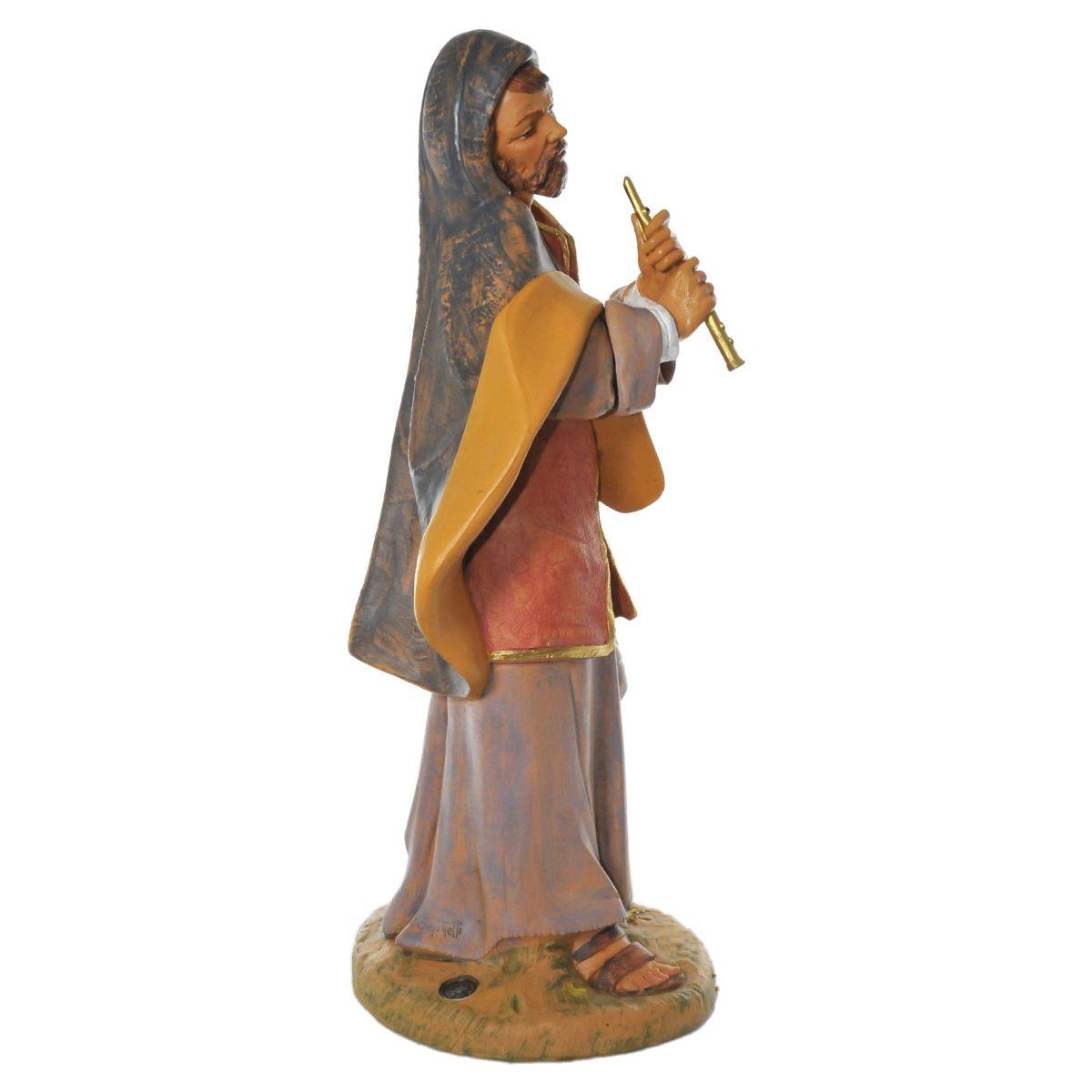 Statua presepe 45 cm pastore piffero casacca