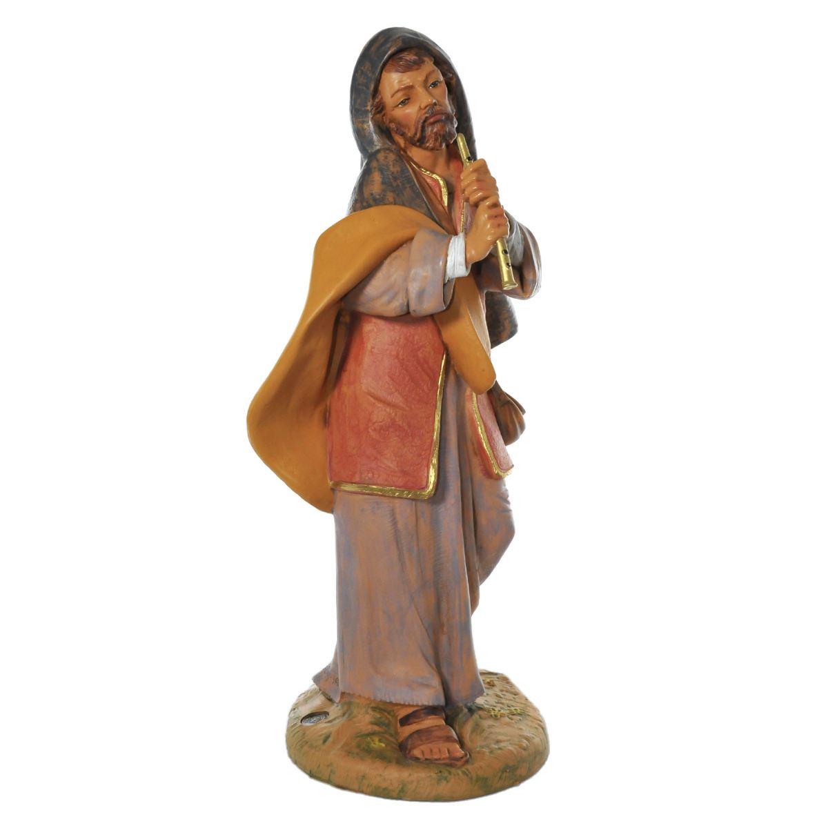 Statua presepe 45 cm pastore piffero casacca
