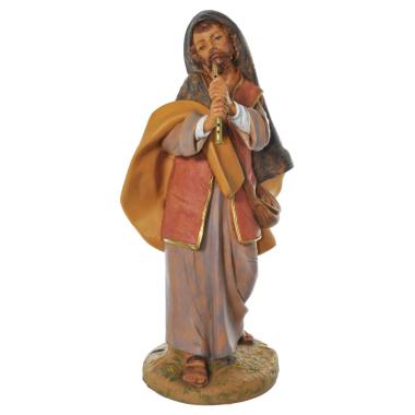 Statua presepe 45 cm pastore piffero casacca
