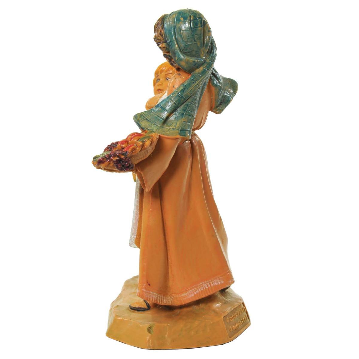 Statua presepe 12 cm pastorelle ava lea sorelle ceste di frutta