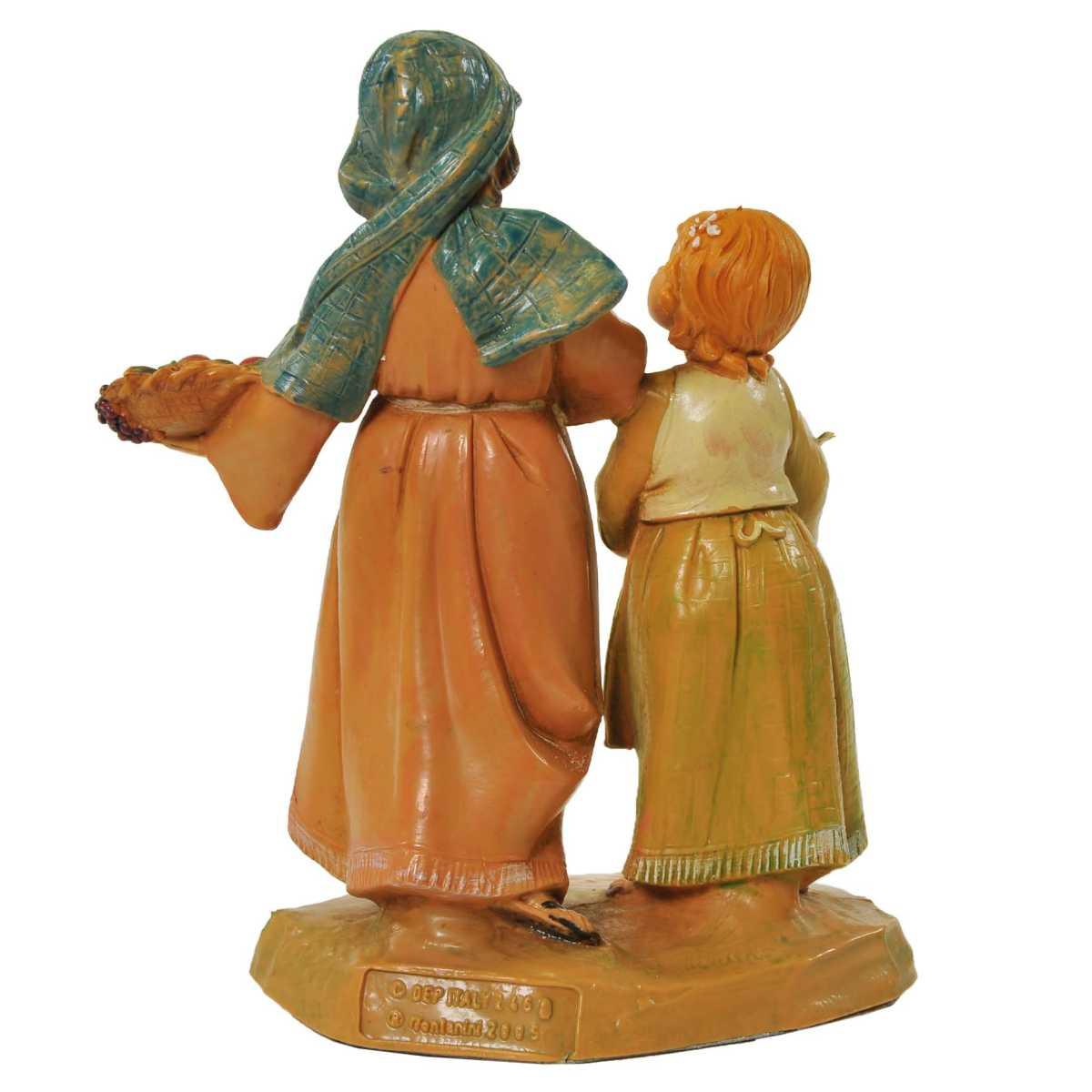 Statua presepe 12 cm pastorelle ava lea sorelle ceste di frutta