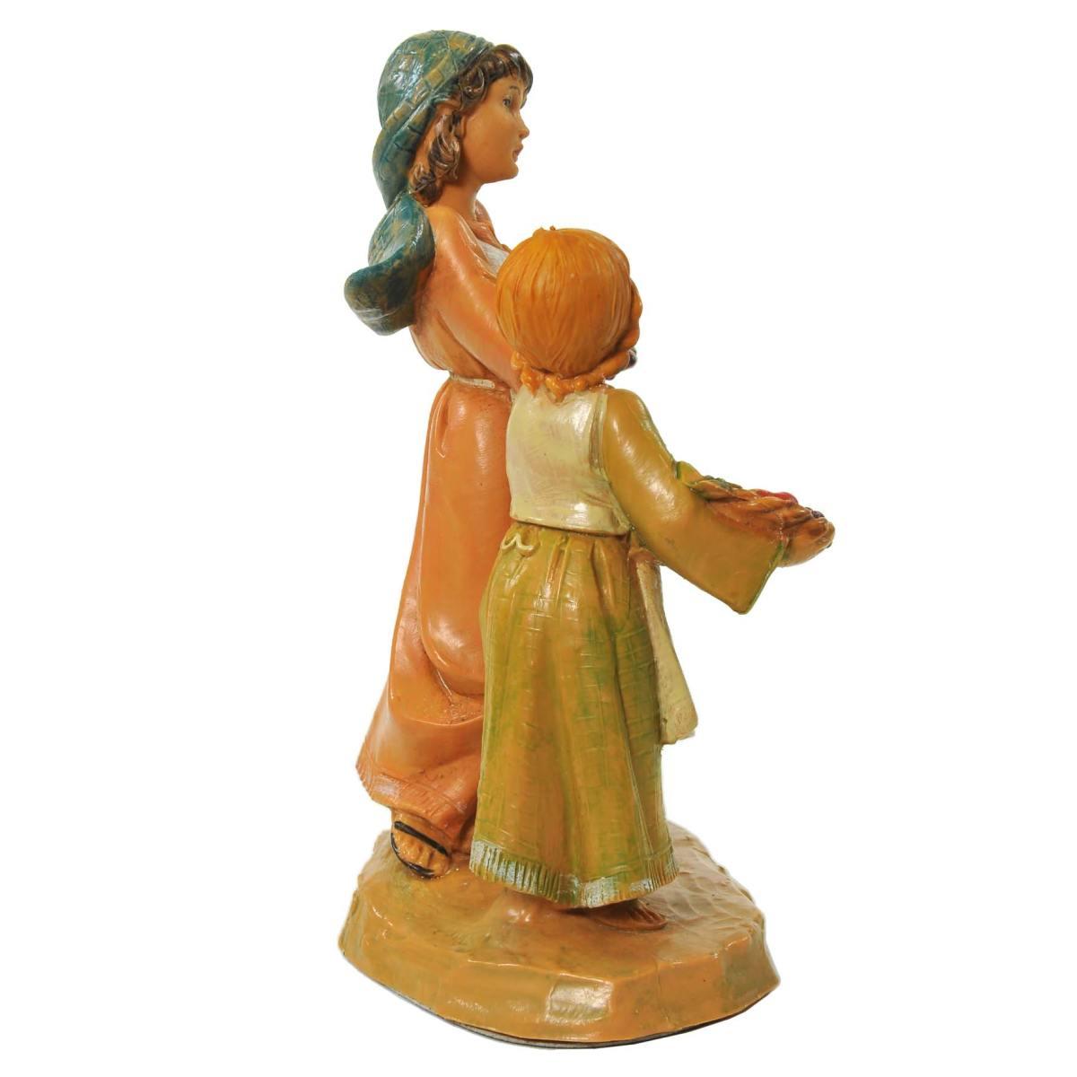 Statua presepe 12 cm pastorelle ava lea sorelle ceste di frutta