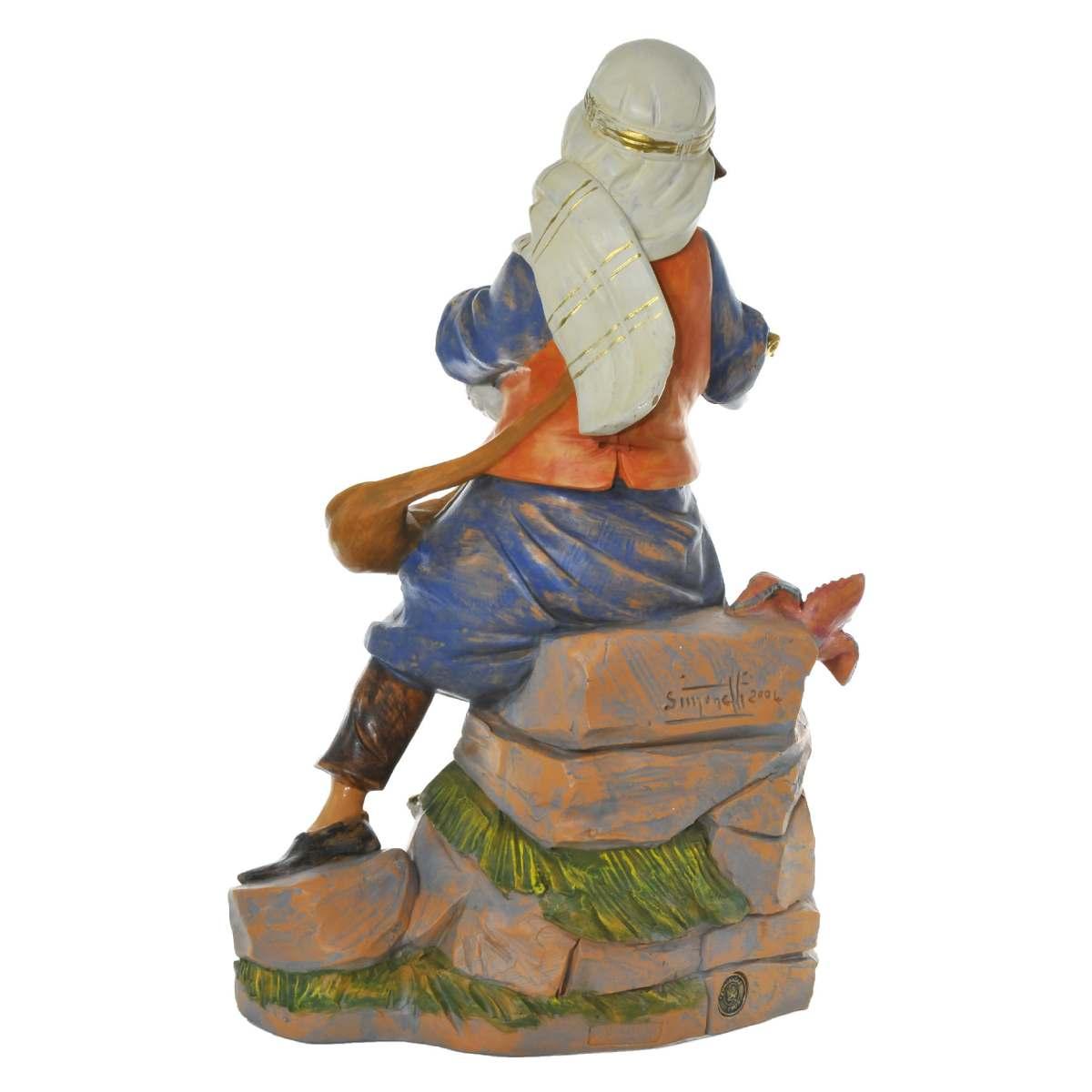 Statua presepe 45 cm pastore zampogna seduto