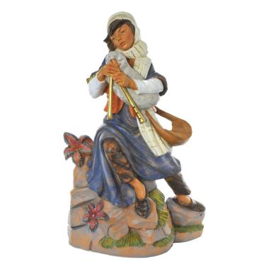 Statua presepe 45 cm pastore zampogna seduto