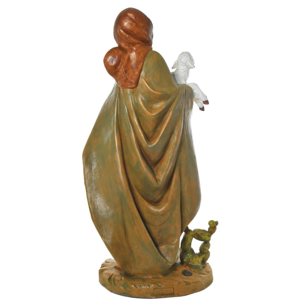 Statua presepe 45 cm pastorella agnello cactus