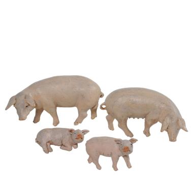 Statua presepe 12 cm famiglia di maiali set 4 pz