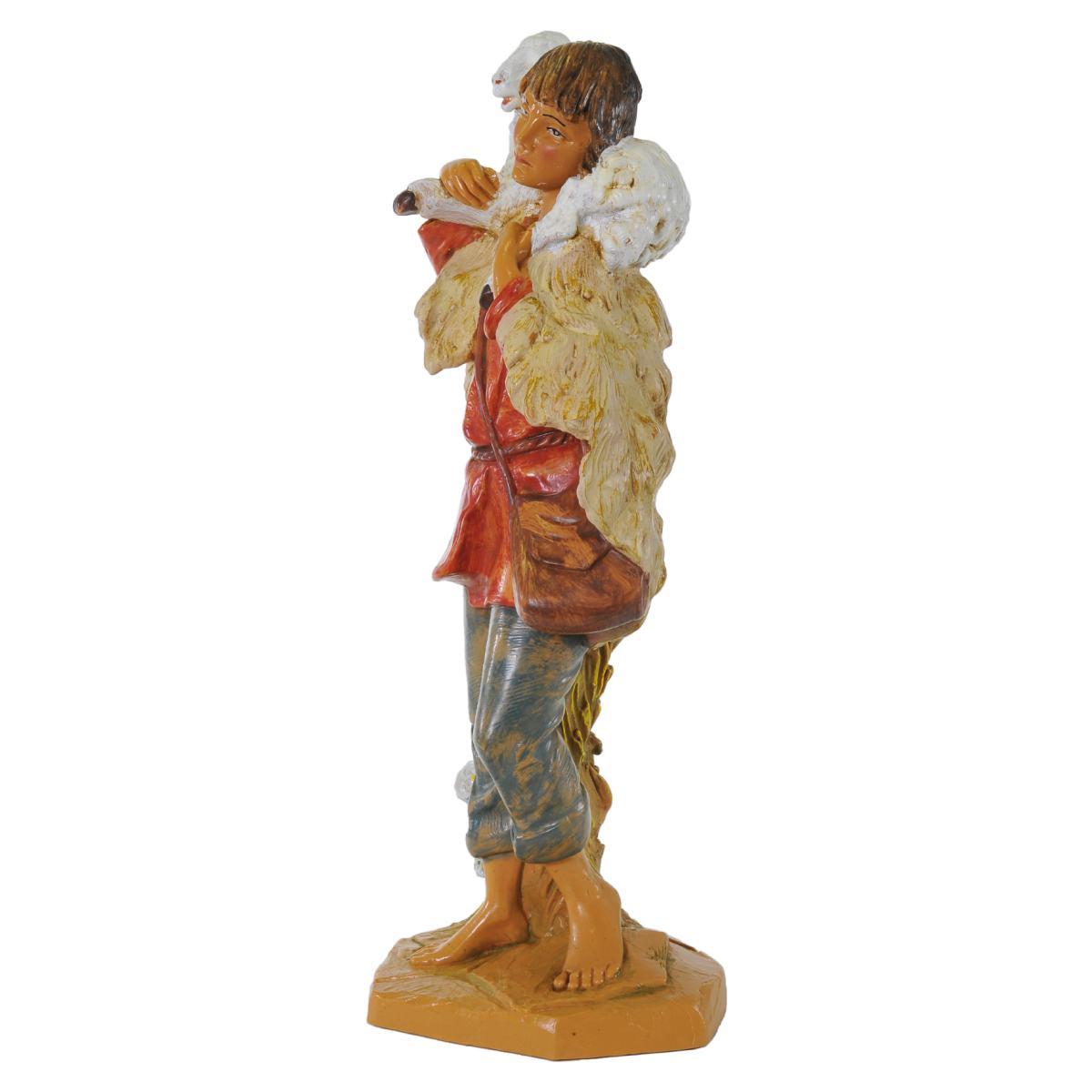 Statua presepe 30 cm pastore pecora in spalla