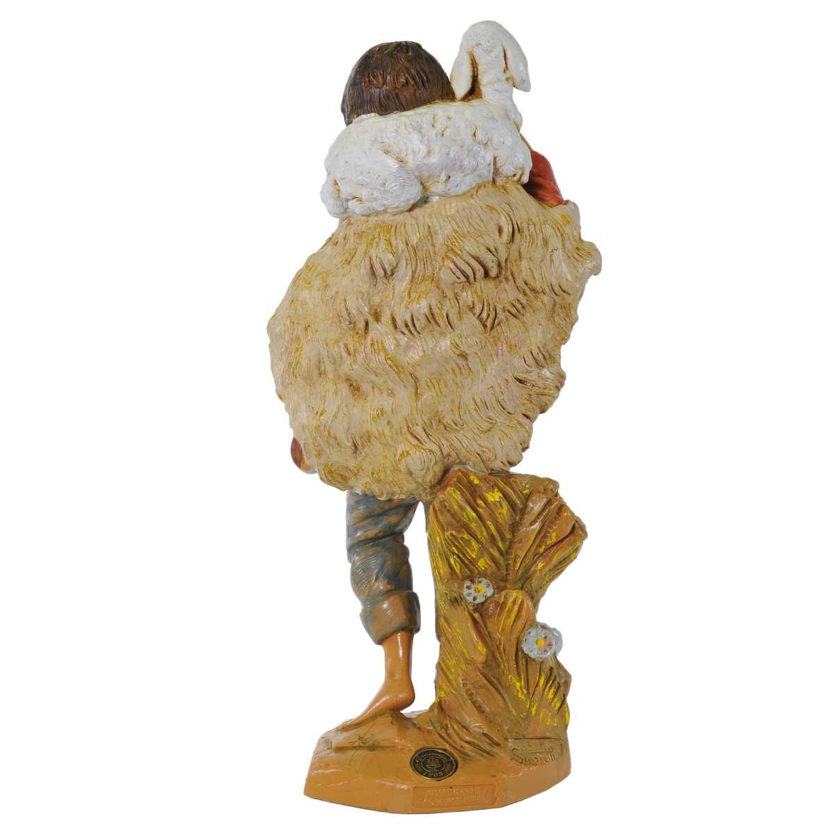 Statua presepe 30 cm pastore pecora in spalla