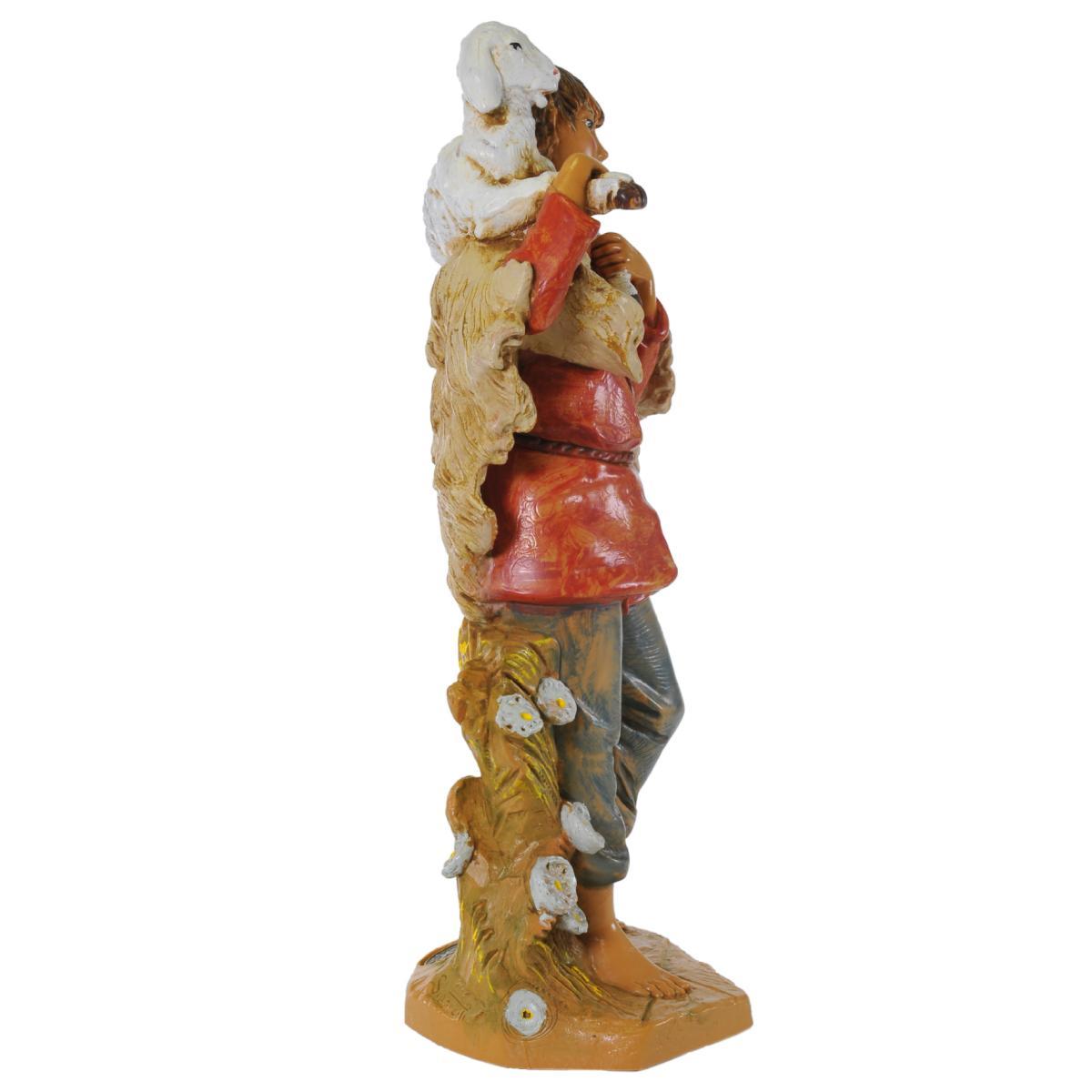 Statua presepe 30 cm pastore pecora in spalla