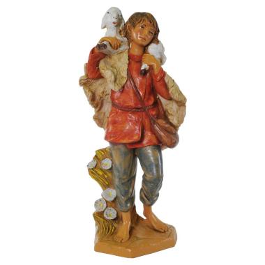 Statua presepe 30 cm pastore pecora in spalla