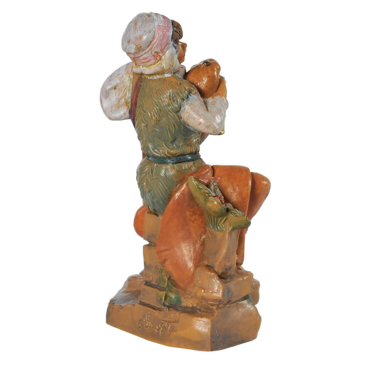 Statua presepe 12 cm pastore josiah seduto zampogna