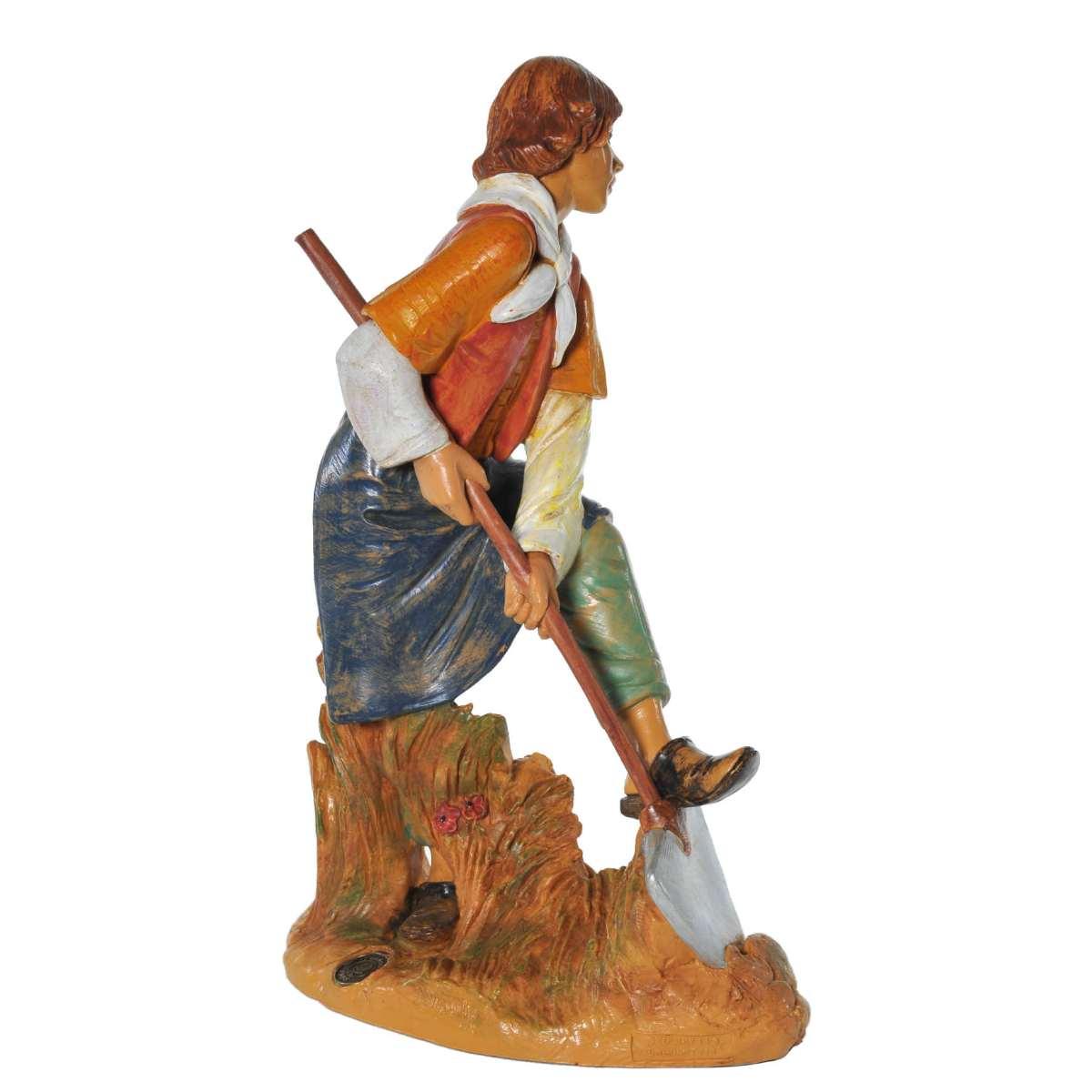 Statua presepe 30 cm pastore con vanga