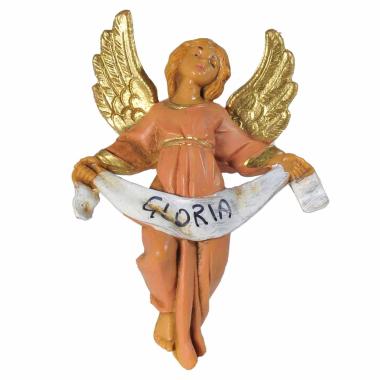 Statua presepe 4 cm angelo abito rosa da appendere