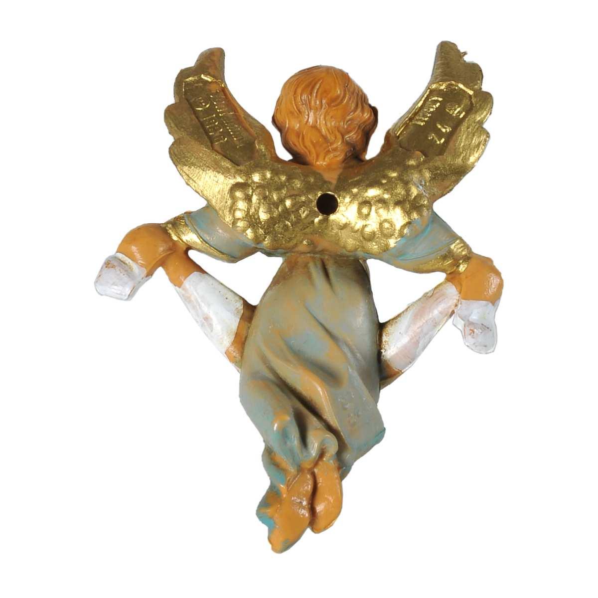 Statua presepe 4 cm angelo abito verde da appendere
