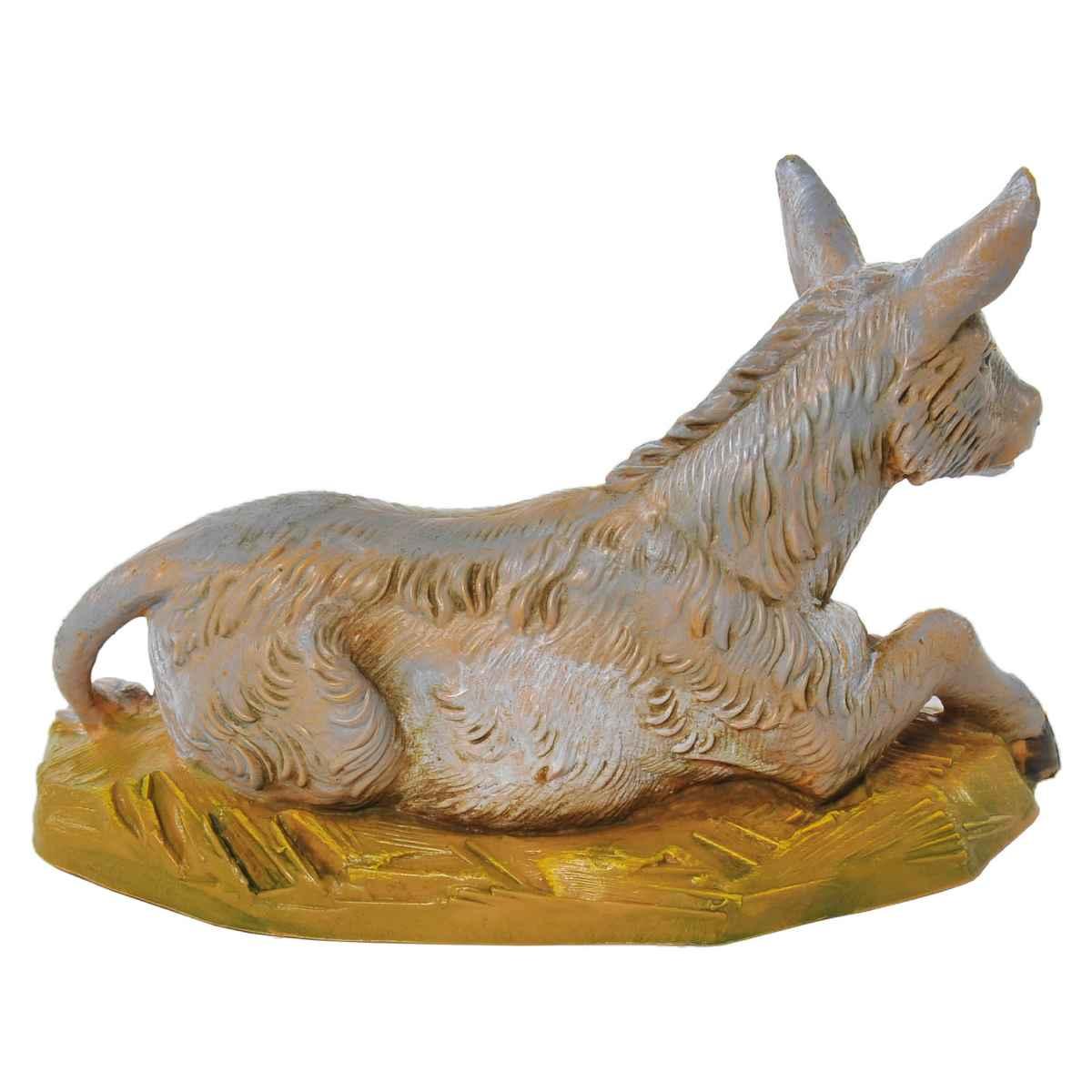 Statua presepe 12 cm asino sdraiato terra modello a