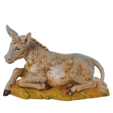 Statua presepe 12 cm asino sdraiato terra modello a