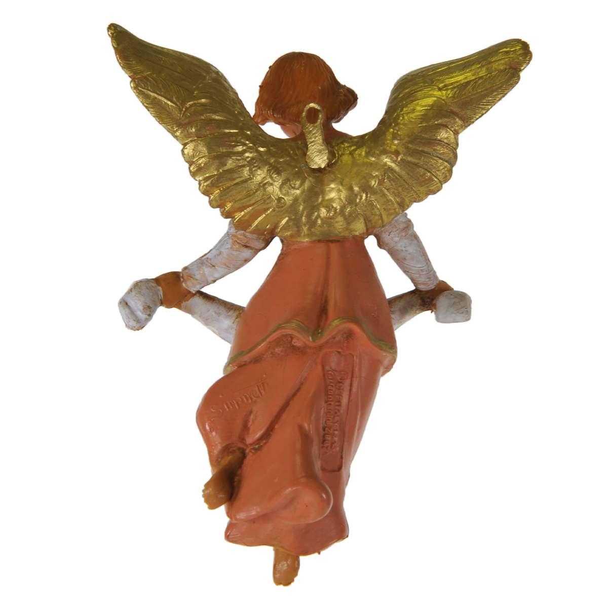 Statua presepe 12 cm angelo abito rosa da appendere
