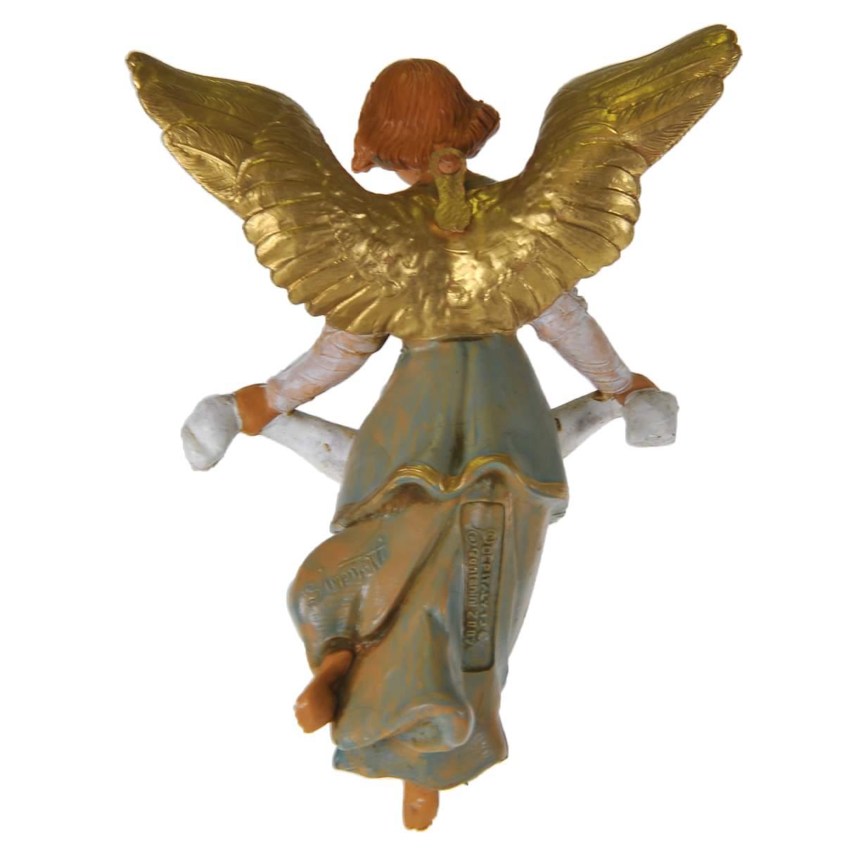 Statua presepe 12 cm angelo abito verde da appendere