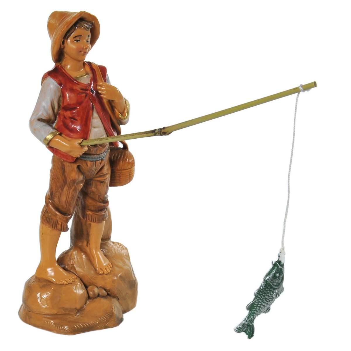 Statua presepe 12 cm pescatore con canna
