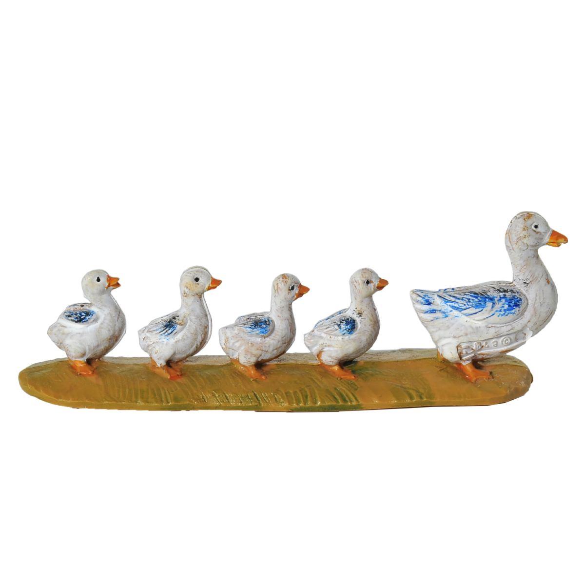 Statua presepe 12 cm famiglia anatre base