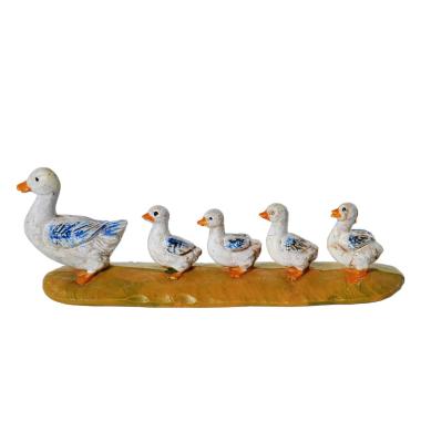 Statua presepe 12 cm famiglia anatre base