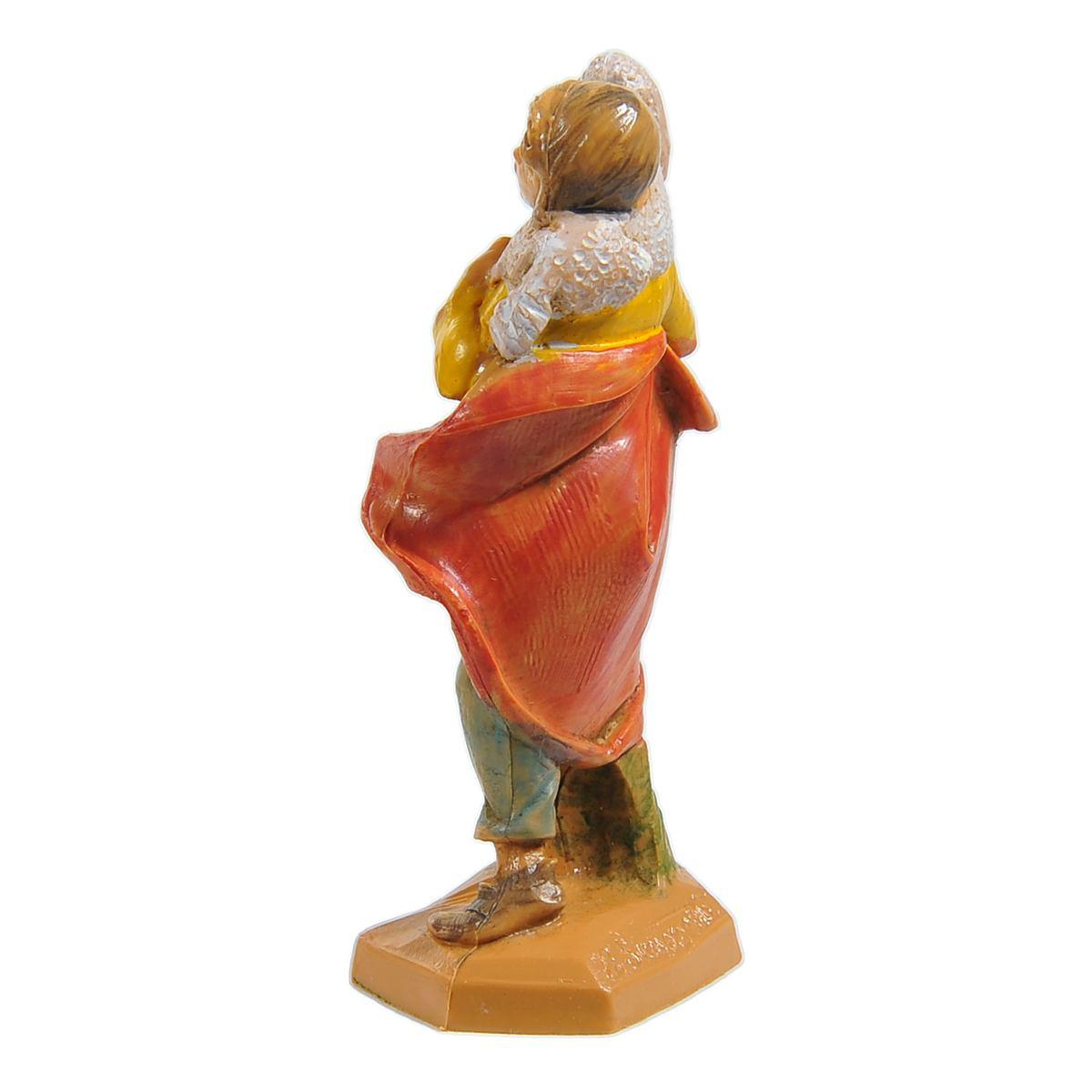 Statua presepe 6.5 cm pastore pecora sulle spalle