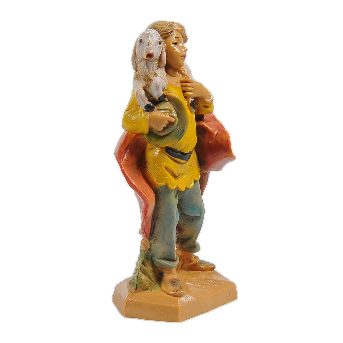 Statua presepe 6.5 cm pastore pecora sulle spalle