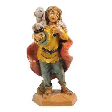 Statua presepe 6.5 cm pastore pecora sulle spalle