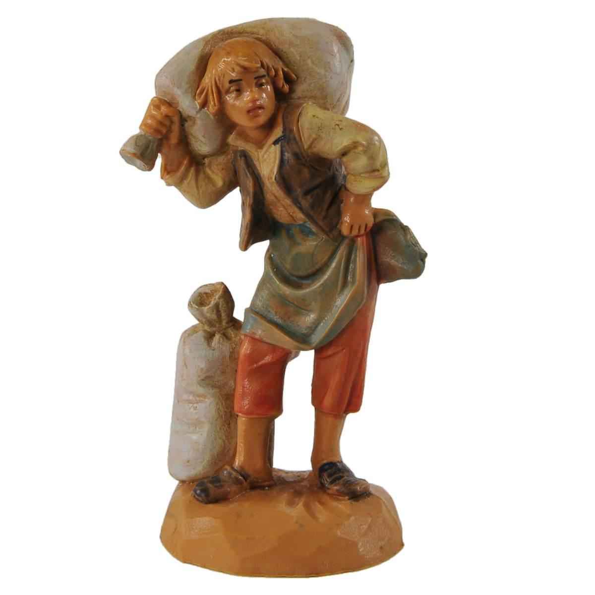Statua presepe 6.5 cm pastore sacco in spalla