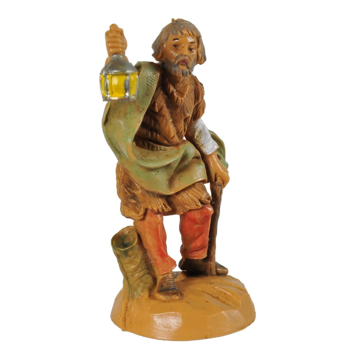 Statua presepe 6.5 cm pastore lanterna