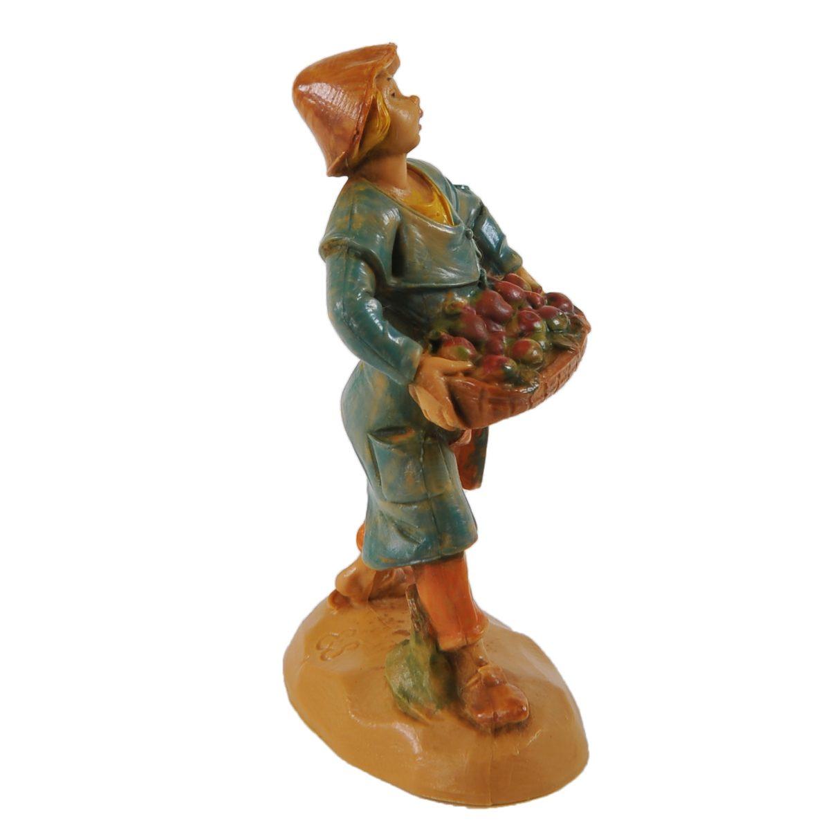 Statua presepe 6.5 cm pastore vassoio di frutta