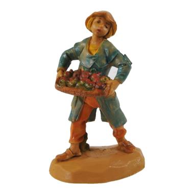 Statua presepe 6.5 cm pastore vassoio di frutta